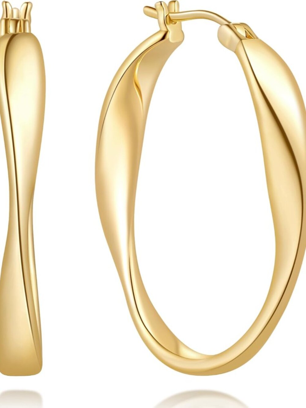 Lightweight 14K Gold Hoop Earrings for Women - Unique Twisted Design